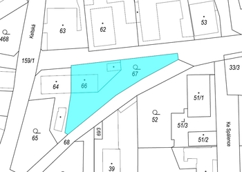katastrální mapa - Prodej domu 109 m², Praha 4 - Točná