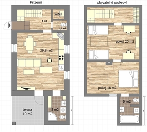 návrh možné rekonstrukce domu - Prodej domu 100 m², Praha 4 - Točná