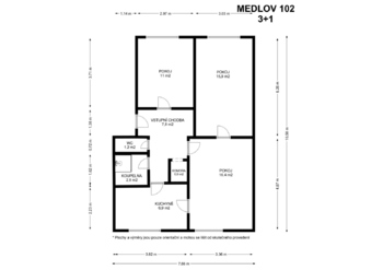 Prodej bytu 3+1 v osobním vlastnictví 96 m², Medlov