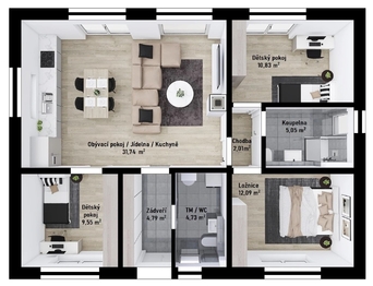 Novostavba na klíč, 4kk, 81 m2, 810 m2, Valtrovice - Prodej domu 91 m², Valtrovice