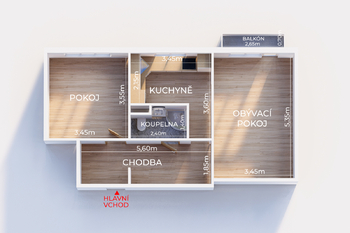 Prodej bytu 2+1 v osobním vlastnictví 55 m², Uničov