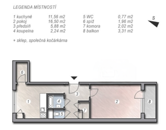 Pronájem bytu 1+1 v osobním vlastnictví 41 m², Brno