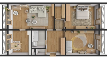 Půdorys bytu 3+1 - Prodej bytu 3+1 v družstevním vlastnictví 99 m², Hradec Králové