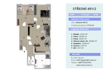 Pronájem bytu 3+1 v osobním vlastnictví 118 m², Ostrava