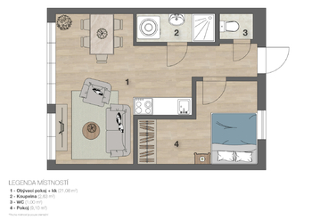 Prodej bytu 2+kk v osobním vlastnictví 33 m², Praha 4 - Krč