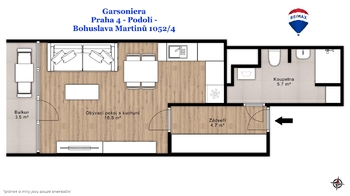 Pronájem bytu 1+kk v družstevním vlastnictví 37 m², Praha 4 - Podolí