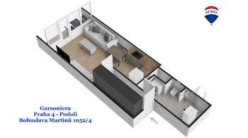 Pronájem bytu 1+kk v družstevním vlastnictví 37 m², Praha 4 - Podolí
