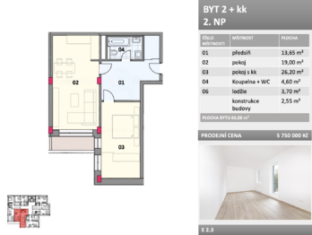 Prodej bytu 2+kk v osobním vlastnictví 66 m², Frýdek-Místek