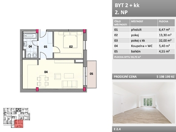 Prodej bytu 2+kk v osobním vlastnictví 60 m², Frýdek-Místek