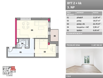 Prodej bytu 2+kk v osobním vlastnictví 59 m², Frýdek-Místek