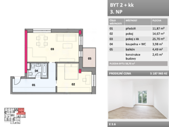 Prodej bytu 2+kk v osobním vlastnictví 59 m², Frýdek-Místek