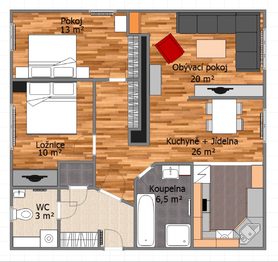 Půdorys - Prodej bytu 3+1 v družstevním vlastnictví 91 m², Praha 5 - Košíře