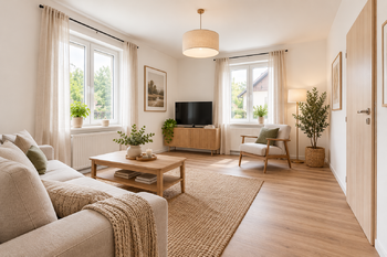 Vizualizace_obývací pokoj - Prodej domu 142 m², Nová Pec