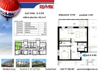 půdorys - Pronájem bytu 2+kk v osobním vlastnictví 69 m², Plzeň