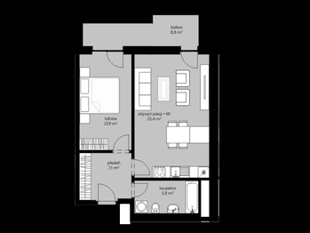 Prodej bytu 2+kk v osobním vlastnictví 63 m², Praha 9 - Vysočany