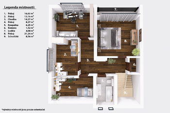 Půdorys (patro). - Prodej domu 184 m², Jindřichův Hradec