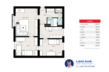 Prodej bytu 3+1 v osobním vlastnictví 86 m², Praha 6 - Liboc