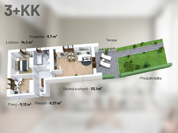Prodej bytu 3+kk v osobním vlastnictví 74 m², Třeština