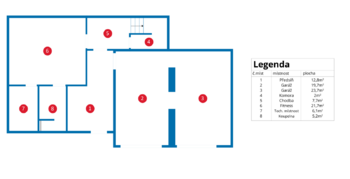půdorys 1. patro - Prodej domu 191 m², Praha 8 - Ďáblice