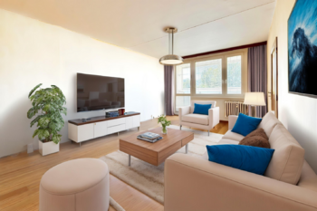 vizualizace-obývací pokoj - Prodej bytu 3+1 v osobním vlastnictví 81 m², Praha 5 - Stodůlky