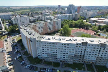 letecký pohled - Prodej bytu 3+1 v osobním vlastnictví 81 m², Praha 5 - Stodůlky