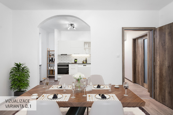 Obývací pokoj VIZUALIZACE - Prodej bytu 3+kk v osobním vlastnictví 77 m², Zvěstov
