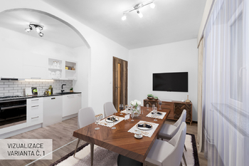 Obývací pokoj VIZUALIZACE - Prodej bytu 3+kk v osobním vlastnictví 77 m², Zvěstov