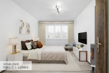 Ložnice 1 VIZUALIZACE - Prodej bytu 3+kk v osobním vlastnictví 77 m², Zvěstov