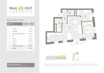 Prodej bytu 3+kk v osobním vlastnictví 68 m², Hořovice