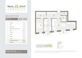 Prodej bytu 3+kk v osobním vlastnictví 83 m², Hořovice