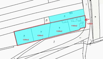 Katastrální snímek - Prodej domu 58 m², Břežany