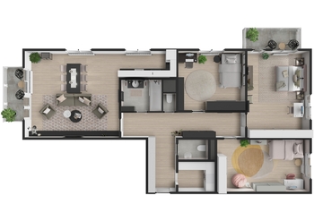 Inspirace - půdorys 3D - Prodej bytu 4+kk v osobním vlastnictví 131 m², Karlovy Vary
