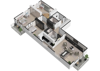 Inspirace - půdorys 3D - Prodej bytu 4+kk v osobním vlastnictví 131 m², Karlovy Vary