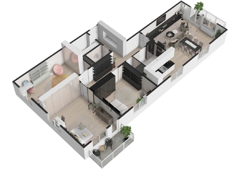 Inspirace - půdorys 3D - Prodej bytu 4+kk v osobním vlastnictví 131 m², Karlovy Vary