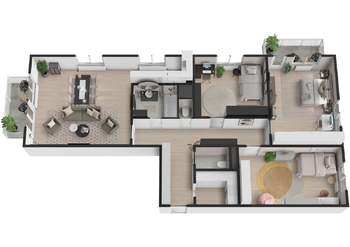Inspirace - půdorys 3D - Prodej bytu 4+kk v osobním vlastnictví 131 m², Karlovy Vary