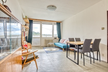 Obývací pokoj s kuchyňským koutem - Pronájem bytu 2+kk v osobním vlastnictví 48 m², Praha 8 - Libeň