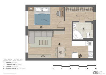 Pronájem bytu 2+kk v osobním vlastnictví 44 m², Praha 4 - Chodov