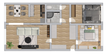 PŮDORYS - NOVÉ ŘEŠENÍ - Prodej bytu 3+1 v osobním vlastnictví 70 m², Praha 8 - Karlín