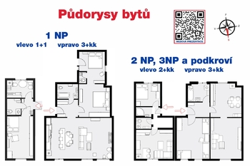 Půdorys bytů - Prodej nájemního domu 435 m², Ústí nad Labem
