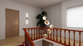 vizualizace schodiště s ochozem - Prodej domu 202 m², Hostivice