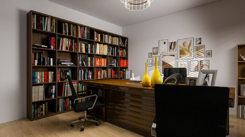 vizualizace knihovna pracovna - Prodej domu 202 m², Hostivice