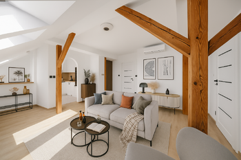 Obývací pokoj - vizualizace - Prodej bytu 3+kk v osobním vlastnictví 64 m², Hradec Králové