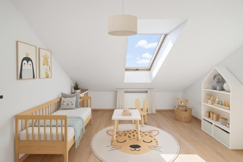 Dětský pokoj - vizualizace - Prodej bytu 3+kk v osobním vlastnictví 64 m², Hradec Králové