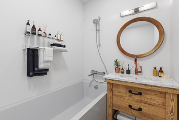 Vizualizace koupelny - Prodej bytu 2+1 v osobním vlastnictví 62 m², Plzeň