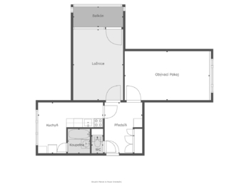 Půdorys - Prodej bytu 2+1 v osobním vlastnictví 62 m², Plzeň