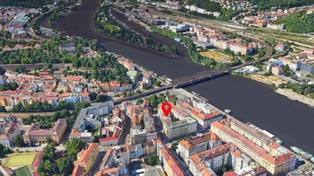 Ptačí perspektiva - Pronájem bytu 1+kk v osobním vlastnictví 30 m², Praha 2 - Nové Město