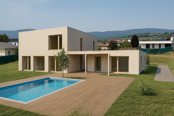 vizualizace umístění projektované stavby do terénu - Prodej pozemku 2478 m², Ústí nad Labem