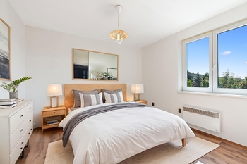 Vizualizace Ložnice - Prodej bytu 3+1 v osobním vlastnictví 69 m², Všetaty