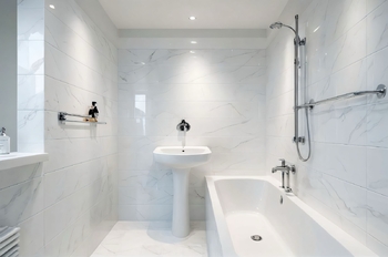 Vizualizace Koupelna - Prodej bytu 3+1 v osobním vlastnictví 69 m², Všetaty