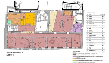 Půdorys 2NP - Pronájem komerčního prostoru 1499 m², Praha 1 - Nové Město